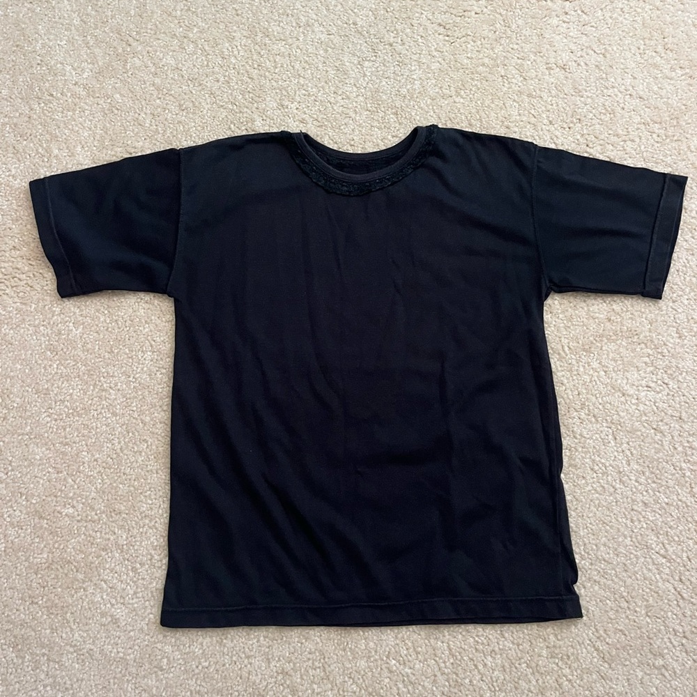 Navy Top with lace trim